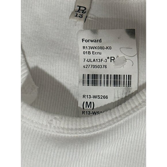 R13 Distressed Tank Top in Ecru Medium New Womens Sleeveless Beater - Picture 8 of 15